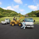 男女岳ダムの芝刈り